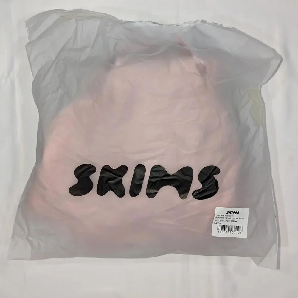 SKIMS Cotton Fleece Classic Pullover Hoodie Light Pink M Women Logo NWT - Picture 7 of 7